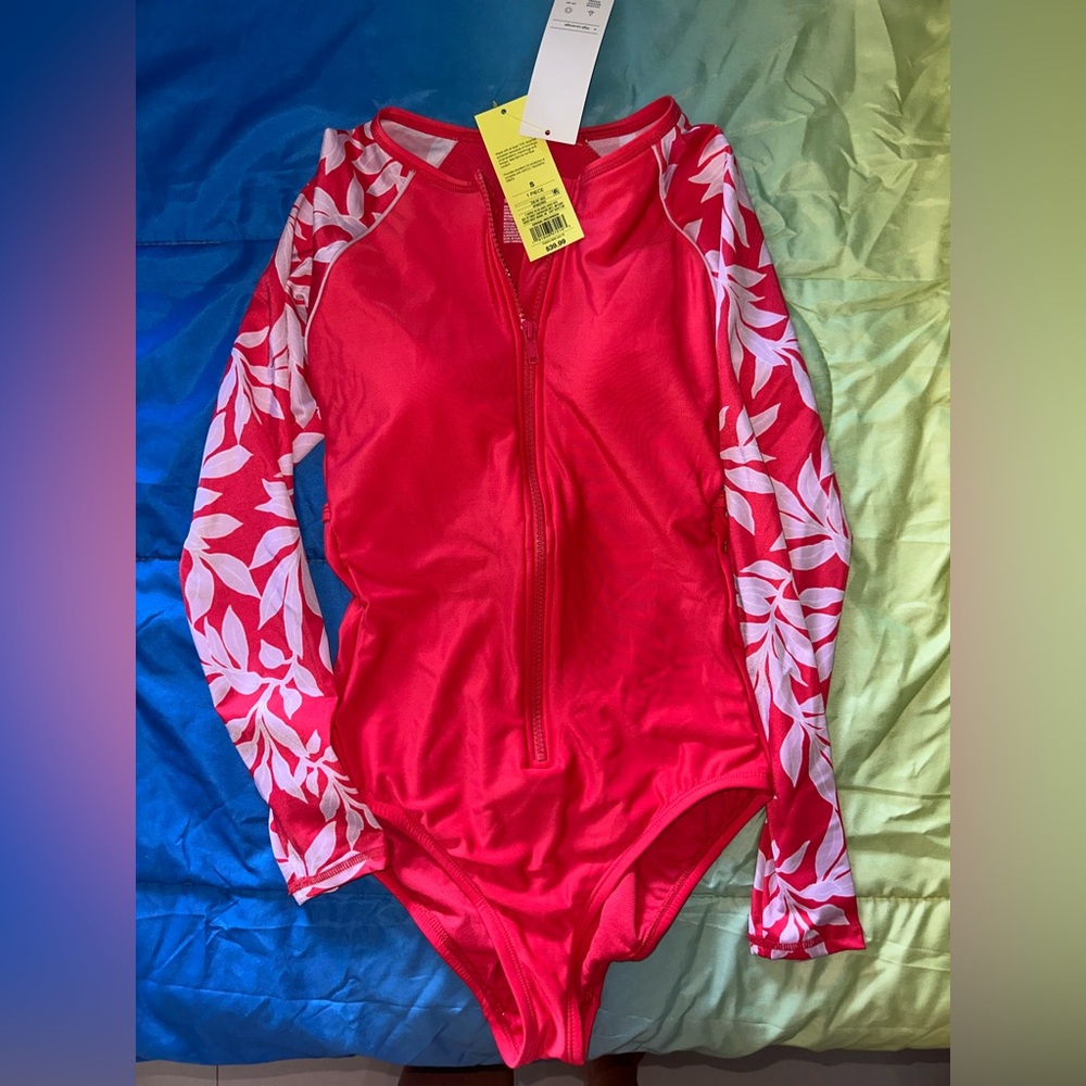 Women's all in motion target  one piece swimsuit size small‎ coral rash guard